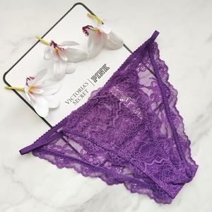 NWT VICTORIA'S SECRET DREAM ANGELS LACE MINI STRING BIKINI PANTY IN VIOLETTA MED